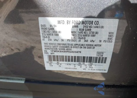 2024 Ford Police Interceptor from USA, damaged, VIN 1FM5K8AB8RGA03470